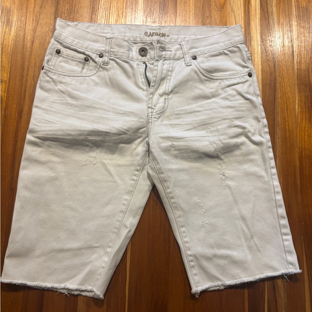 White Denim Distressed Shorts